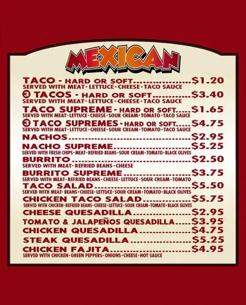 Mexican Menu