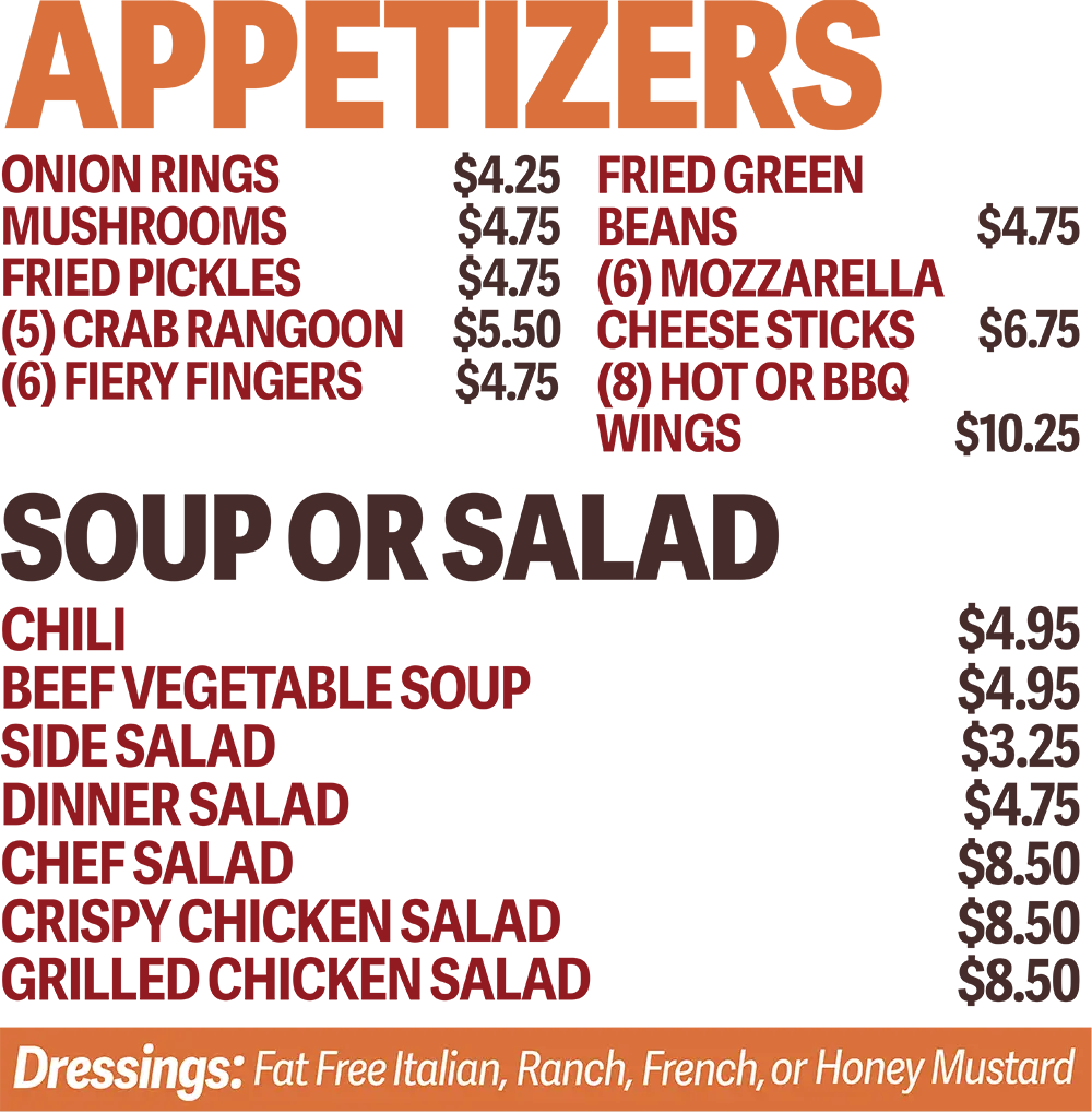 Appetizers Menu