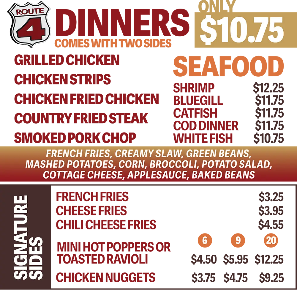 Dinner Chicken Menu