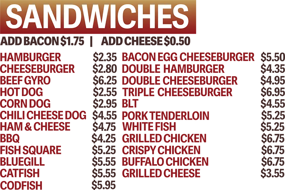Sandwich Menu